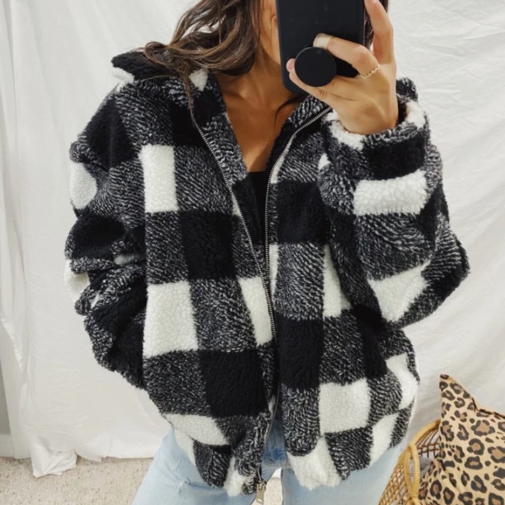 Plaid Teddy Coat